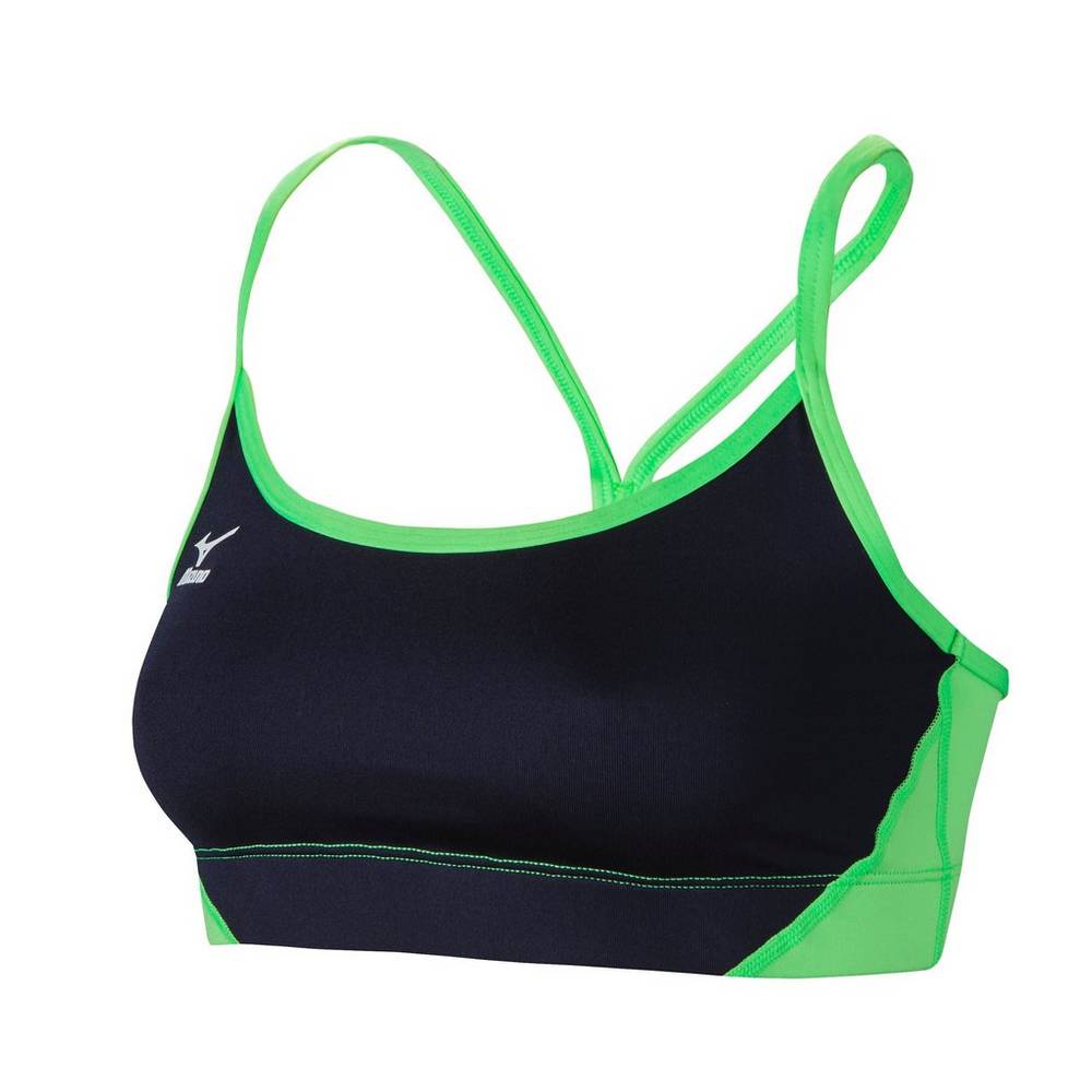 Womens Mizuno Hybrid Volleyball Sports Bra Navy/Green Philippines (PSMDNW423)